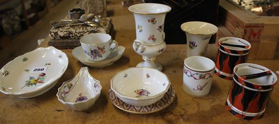 2 Nyphenburg drum salts, Meissen etc